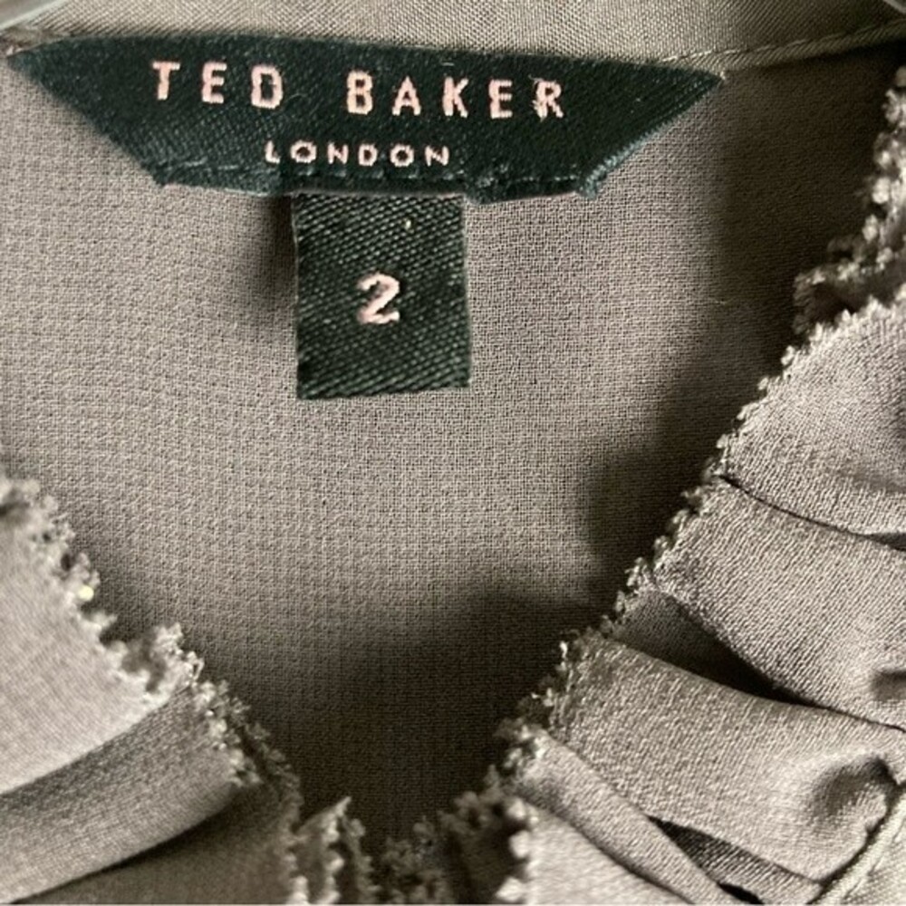 Ted Baker London Pandy Silk Frill Detail Cocktail Mini Dress Dusty Purple Size 2 - Picture 8 of 8